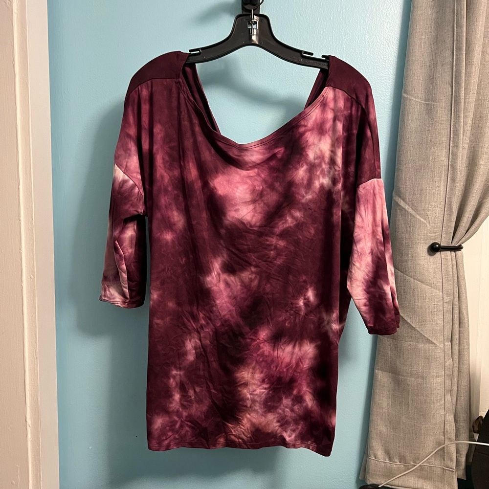 Fashion Nova Red and Pink Relaxed Blouse 3/4 Sleeve